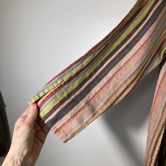 Womens Spring Breeze Striped Linen Blend Button Tunic 3/4 Sleeve 2XL - Picture 5 of 11